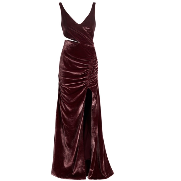 NEW Cinq a Sept PLUM Callalily GENEVIVE Cutout VELVET Ruched BOW Evening GOWN 12 - Picture 16 of 16